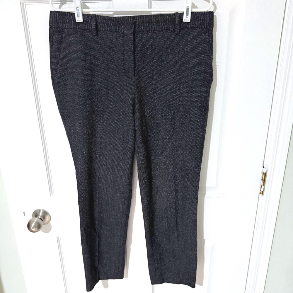 Theory Treeca 2 Flannel Tweed Wool Cashmere Pants Charcoal Grey Size 10 H0801215